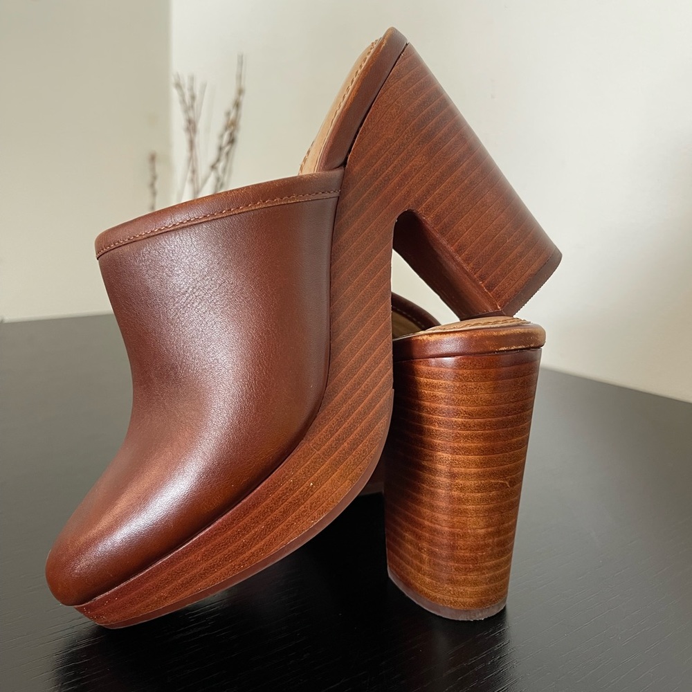 SPLENDID Cognac Gabby Leather Platform Mule